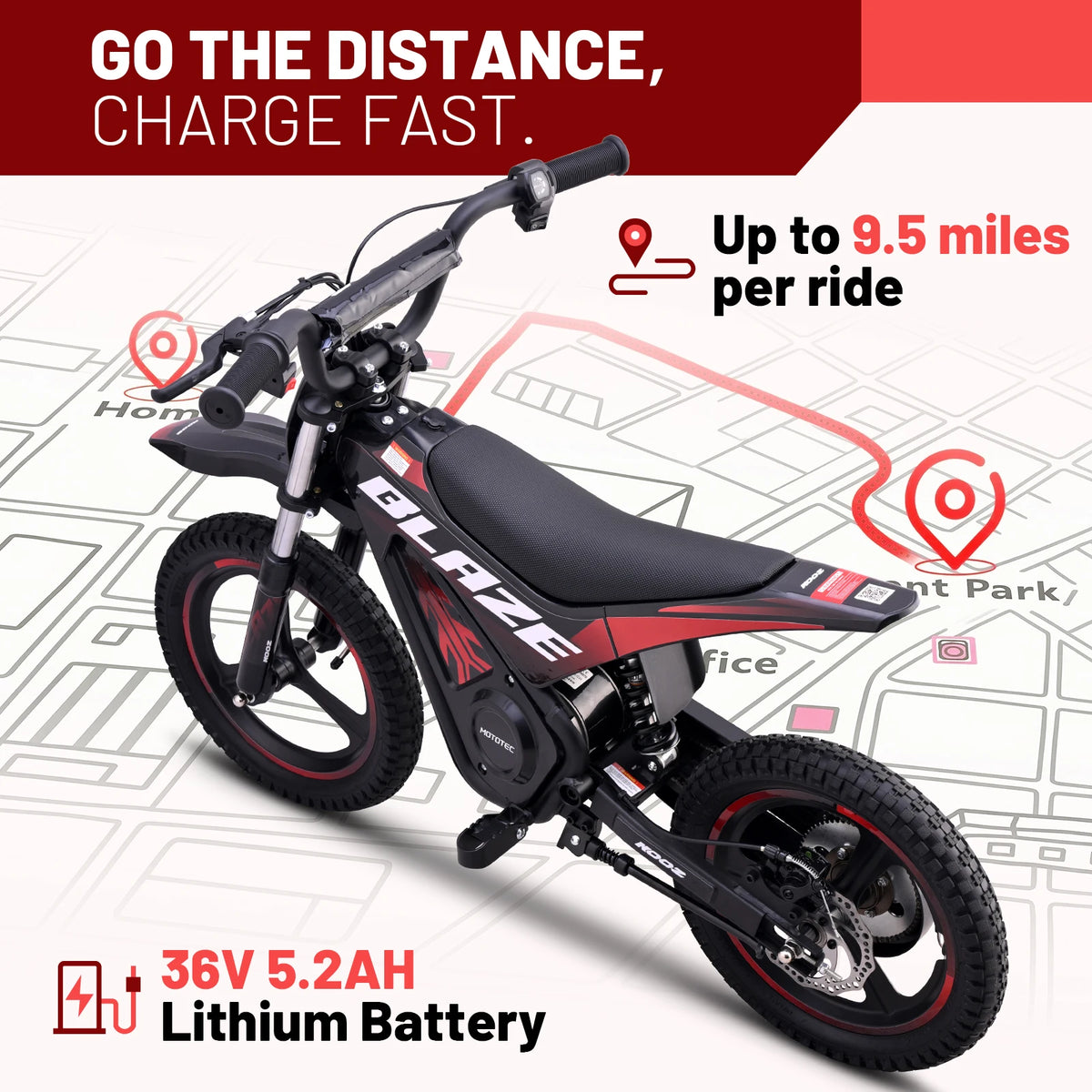 KOOZ 350W Electric Dirt Bike For Kids Off Road Motorcycle