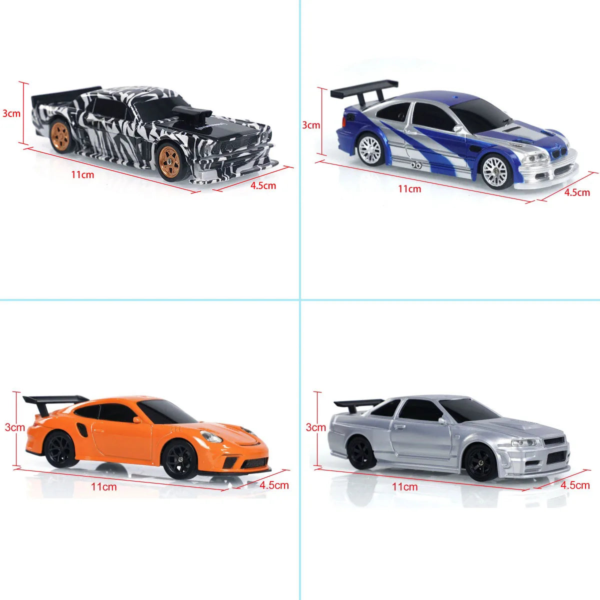 US Stock RC Drift Car 1/43 RTR Race 4WD Gyro Four-wheel Drive Radio Control High Speed Model 2.4G Racing Drifting Cars Toy Model
