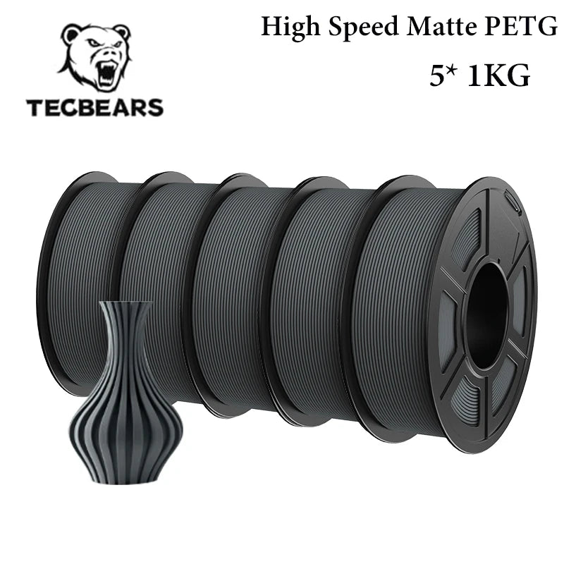 TECBEARS 3D Filament PLA/PETG/High Speed matte petg /abs/silk/HSMPLA/PLA Plus/pla 5kg 1.75mm 3D Printer Filament for 3D Printer