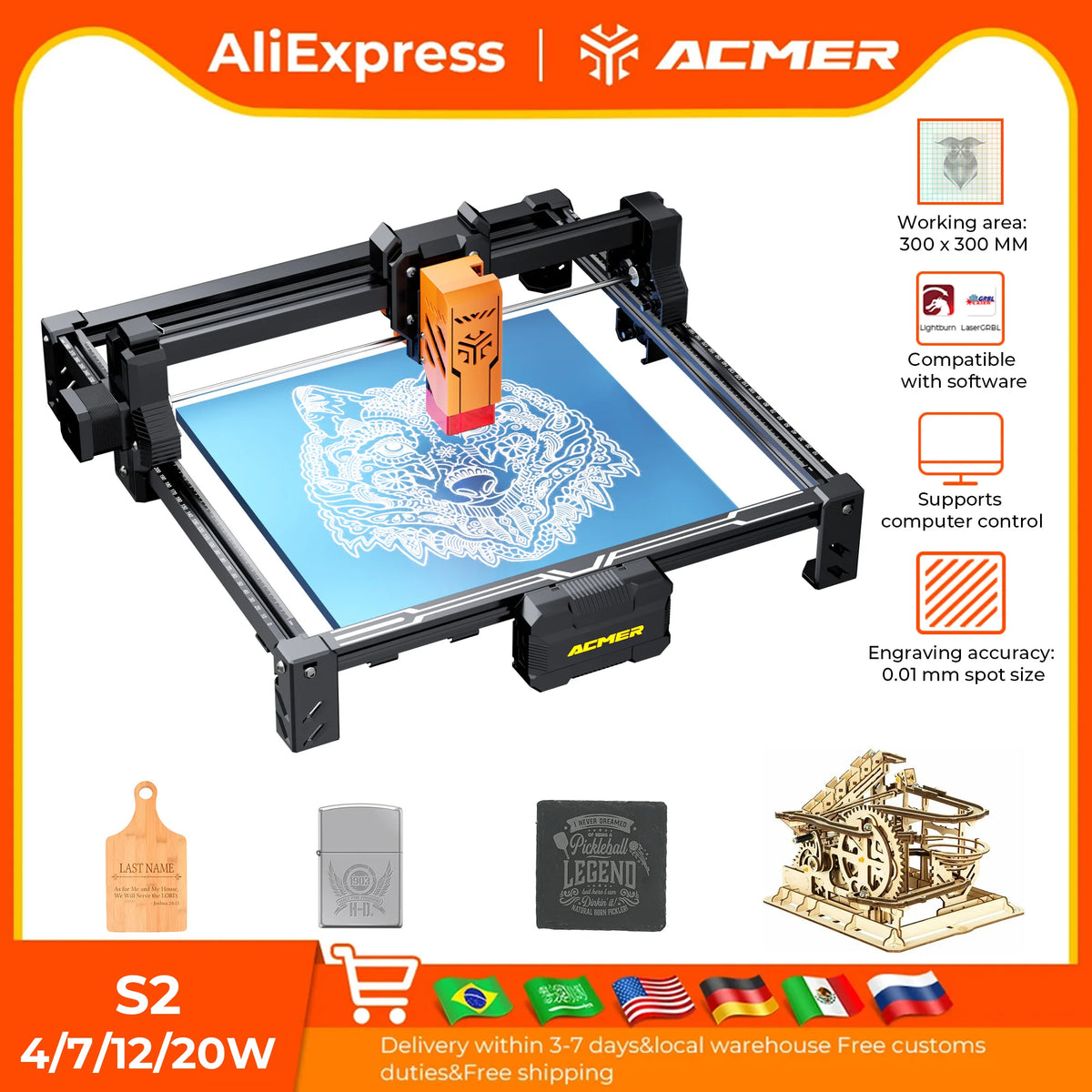 ACMER S2 12W Laser Engraver Precision CNC Cutting Machine