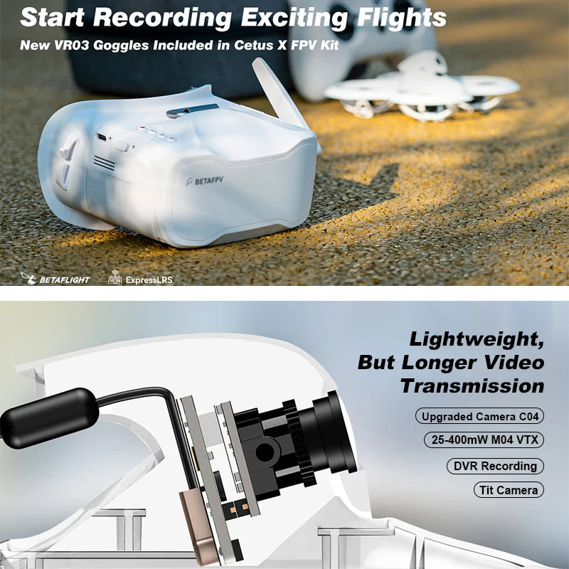 BetaFPV Cetus X FPV Racing Drone Kit With Transmitter And Goggles