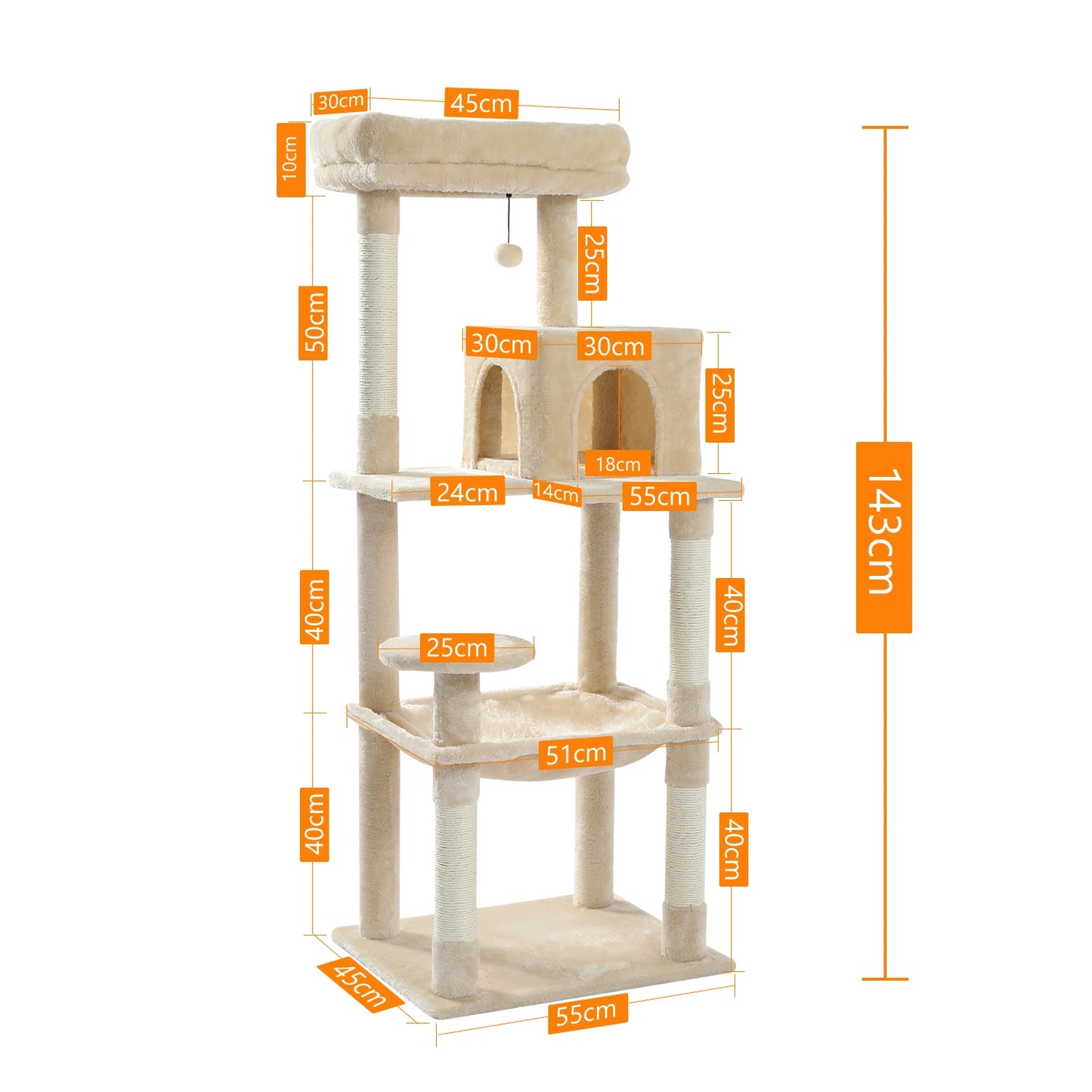 PAWZ Road Cat Tree Five Level Indoor Tower Hammock