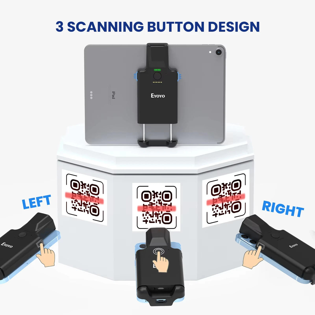 Eyoyo 1D 2D Bluetooth Barcode Scanner Back Clip Design Wireless Portable QR Code Reader for Fast Scanning UPC ISBN PDF417 Data Matrix Bar Codes Works with iPhone iPad