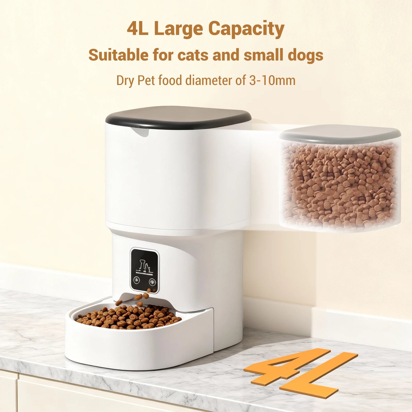 HiMISS Programmable Automatic Pet Feeder for Small Dogs and Cats